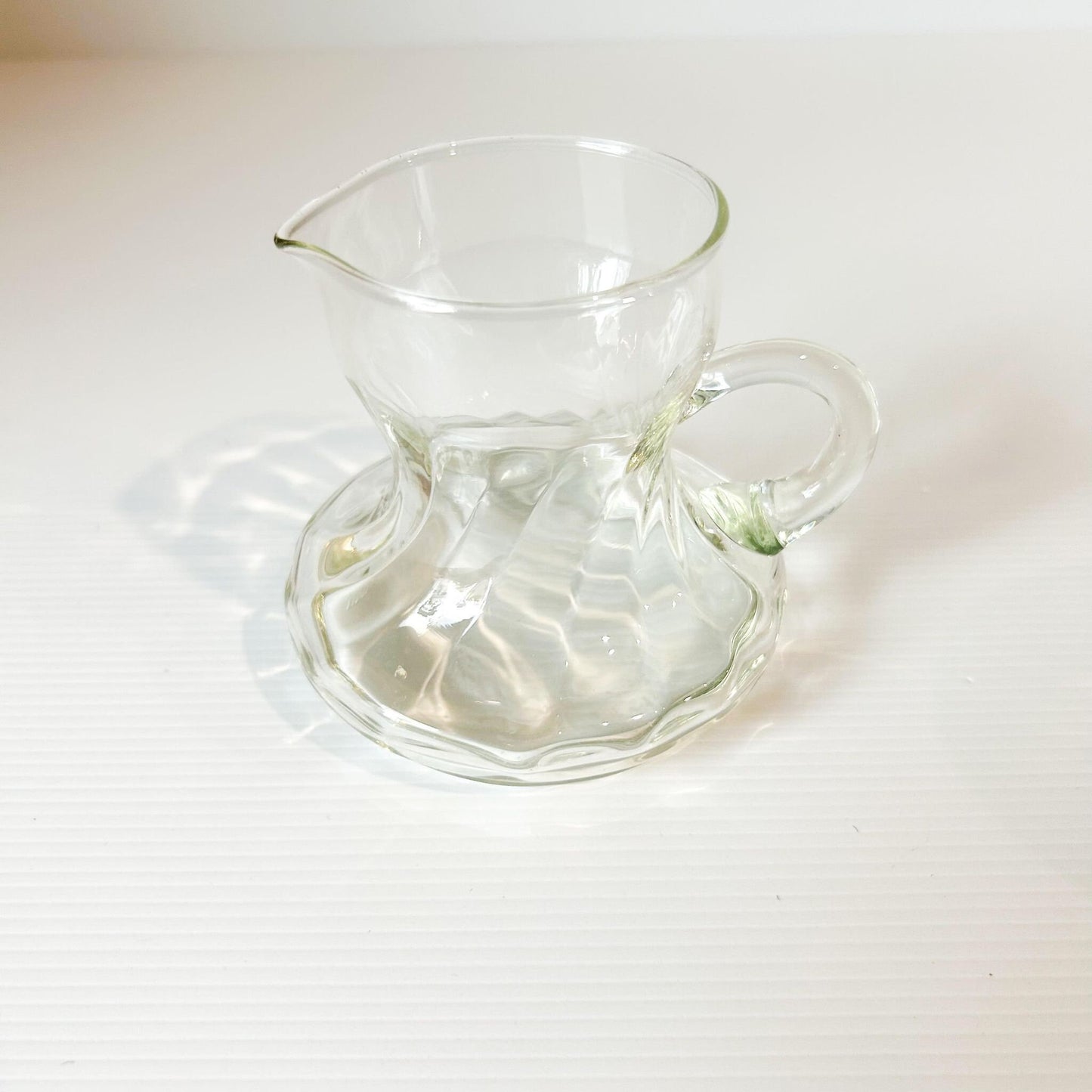 Vintage Clear Glass Creamer and Sugar Bowl Set: Swirl Pattern