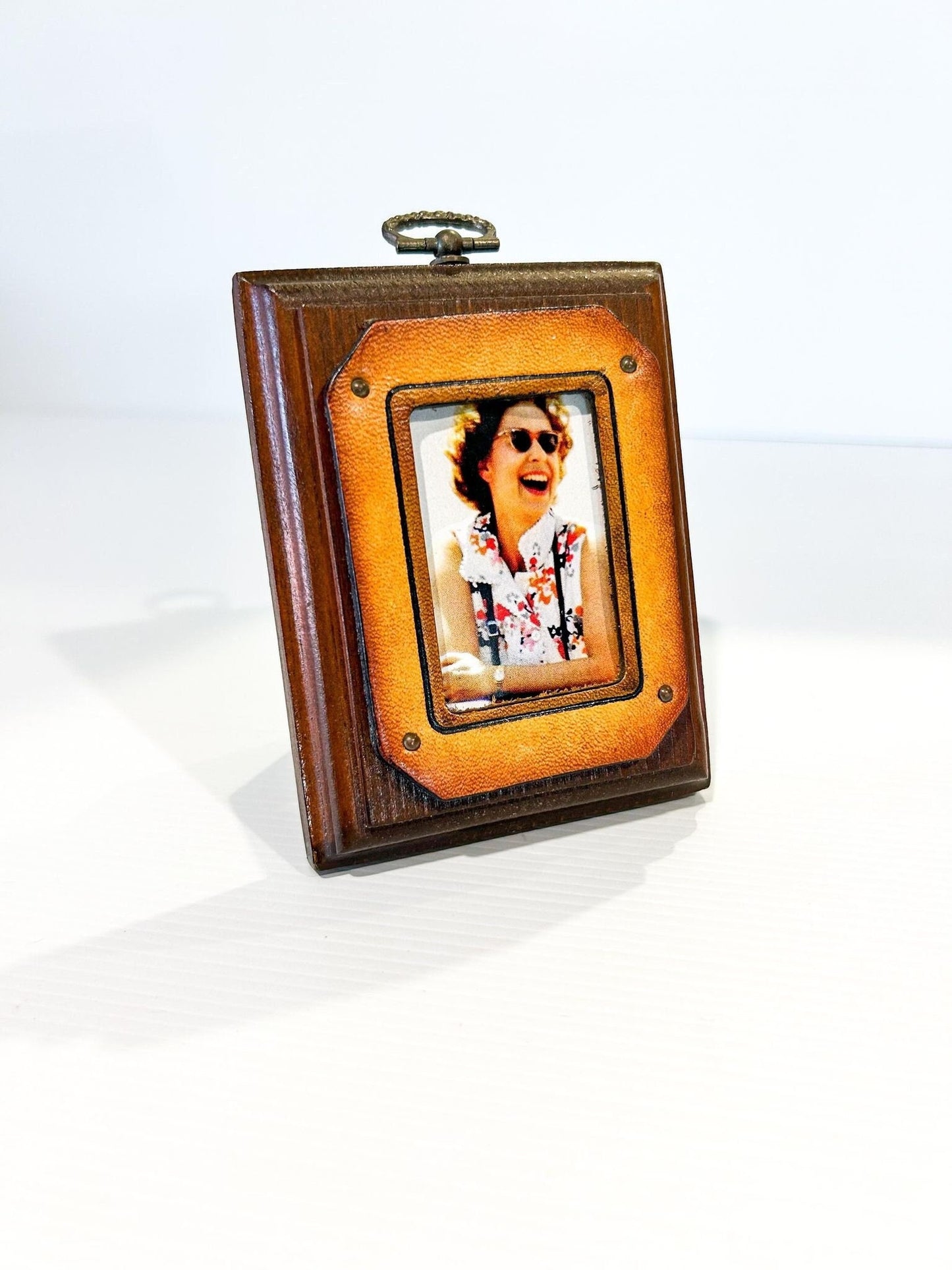 Handcrafted Wood & Leather Picture Frame, Rustic Wooden Photo Frame, Unique Home Decor.