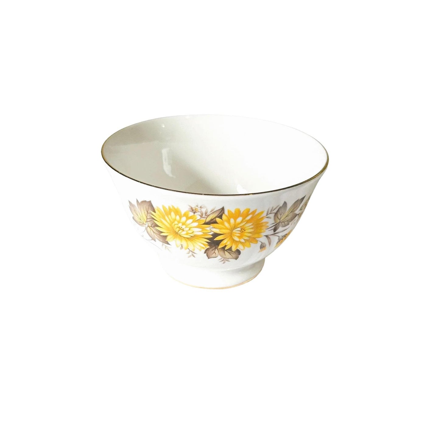 Vintage Queen Anne Bone China Creamer and Sugar Bowl Set: Yellow Chrysanthemums, England