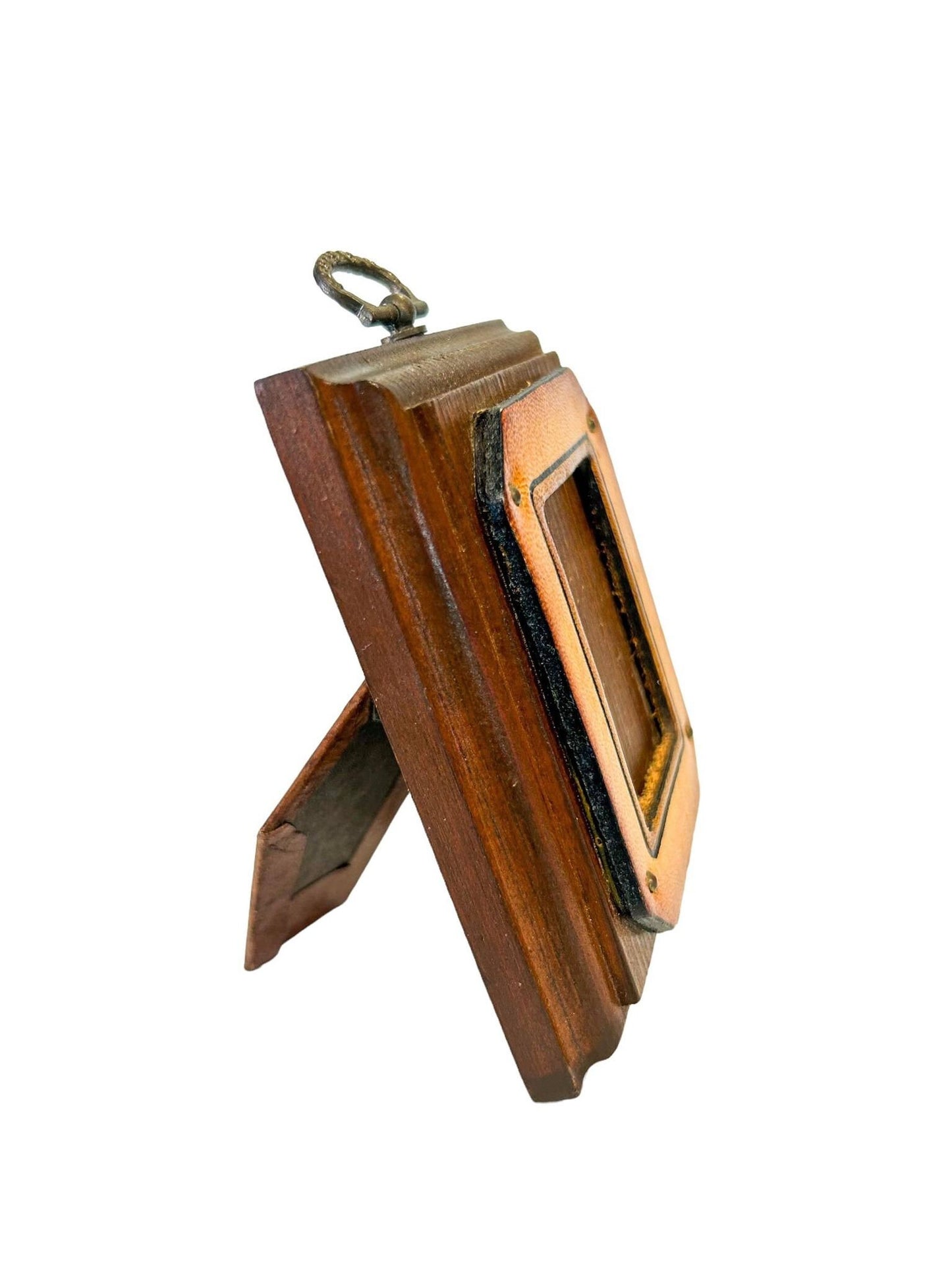 Handcrafted Wood & Leather Picture Frame, Rustic Wooden Photo Frame, Unique Home Decor.