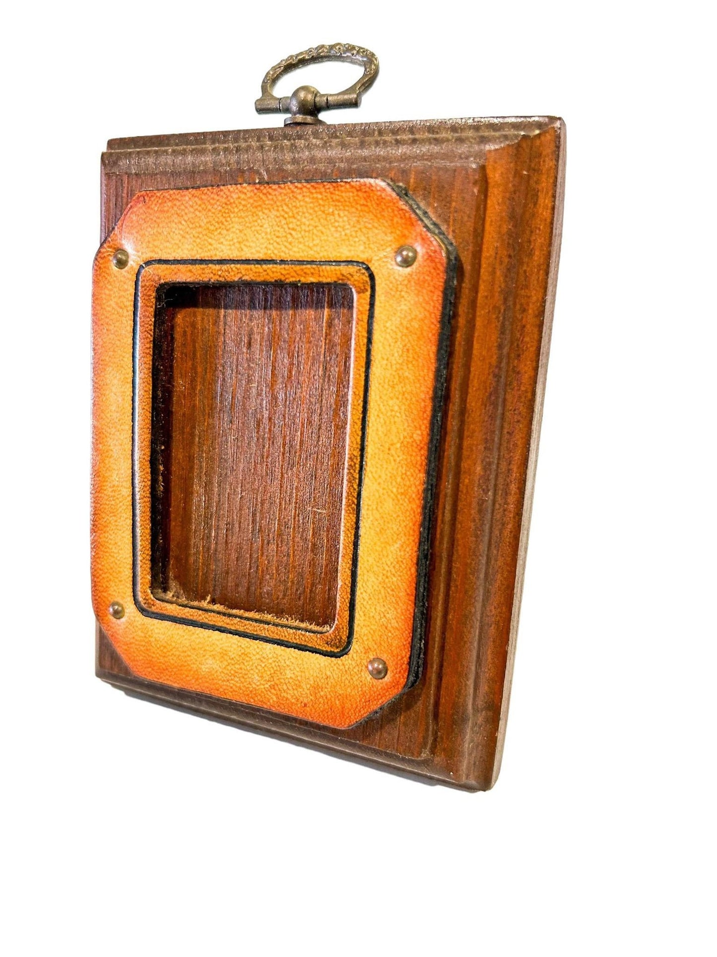 Handcrafted Wood & Leather Picture Frame, Rustic Wooden Photo Frame, Unique Home Decor.