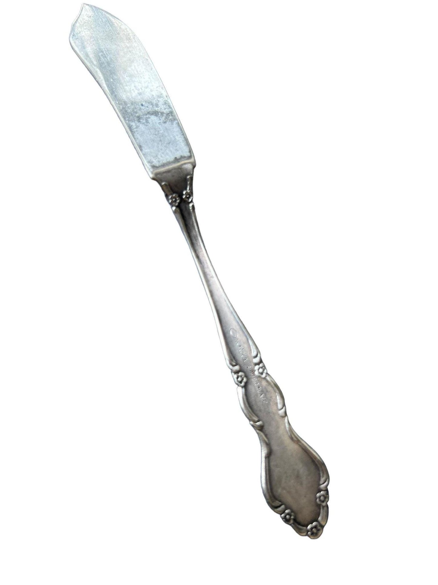 Vintage Oneida Silver-Plated Butter Knife with Floral Handle