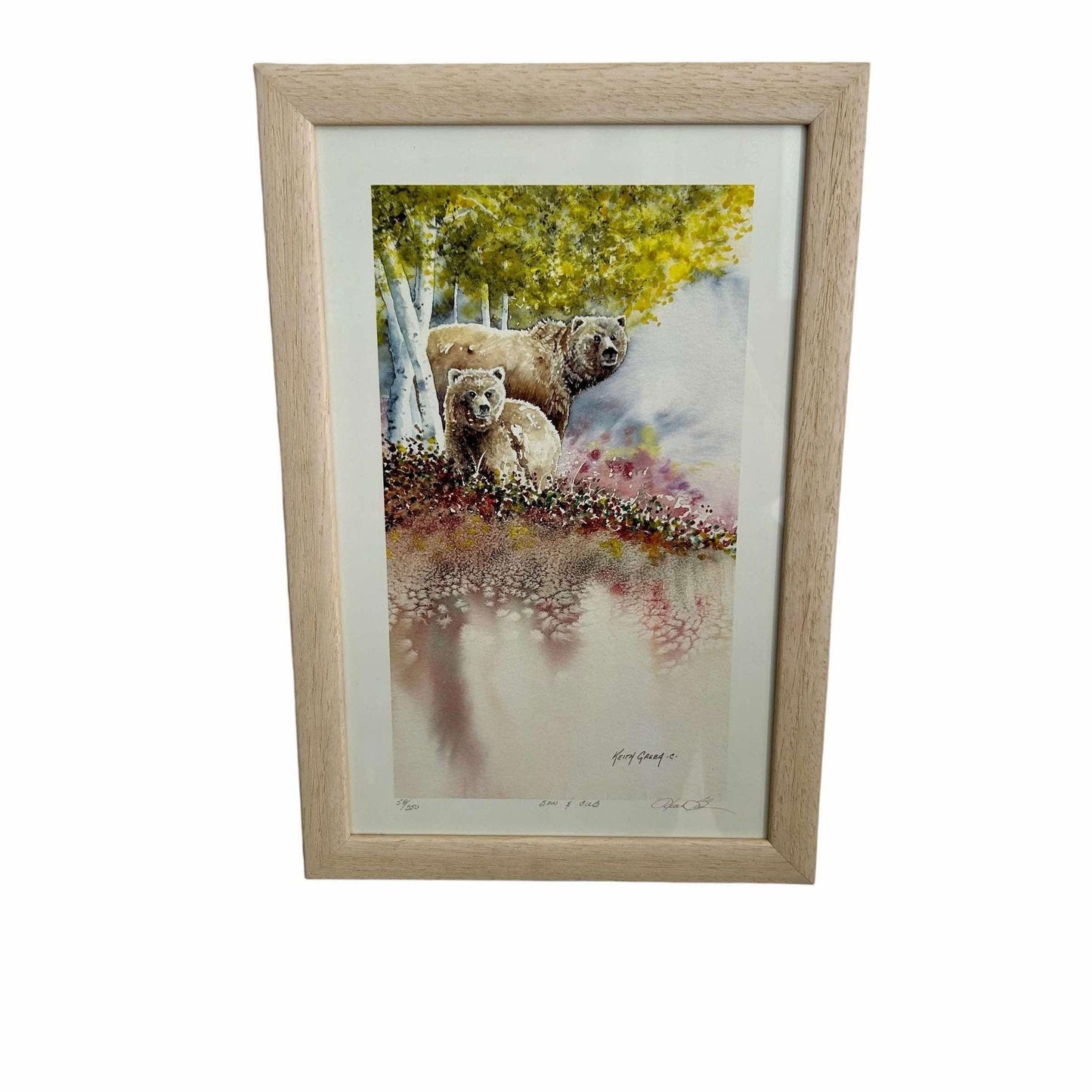 Bear Mother & Cub Watercolor Painting - Limited Edition Alaskan Landscape Art