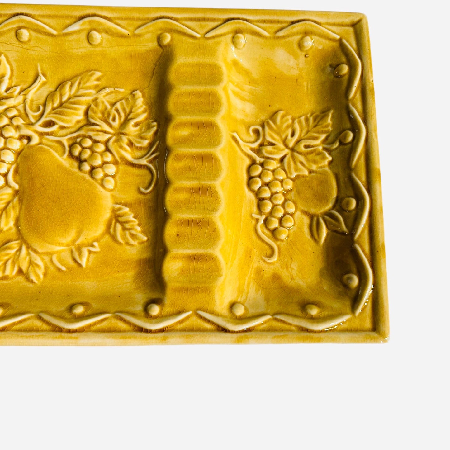 Vintage Ceramic Tray: Honey Golden Yellow MCM Fruit Design