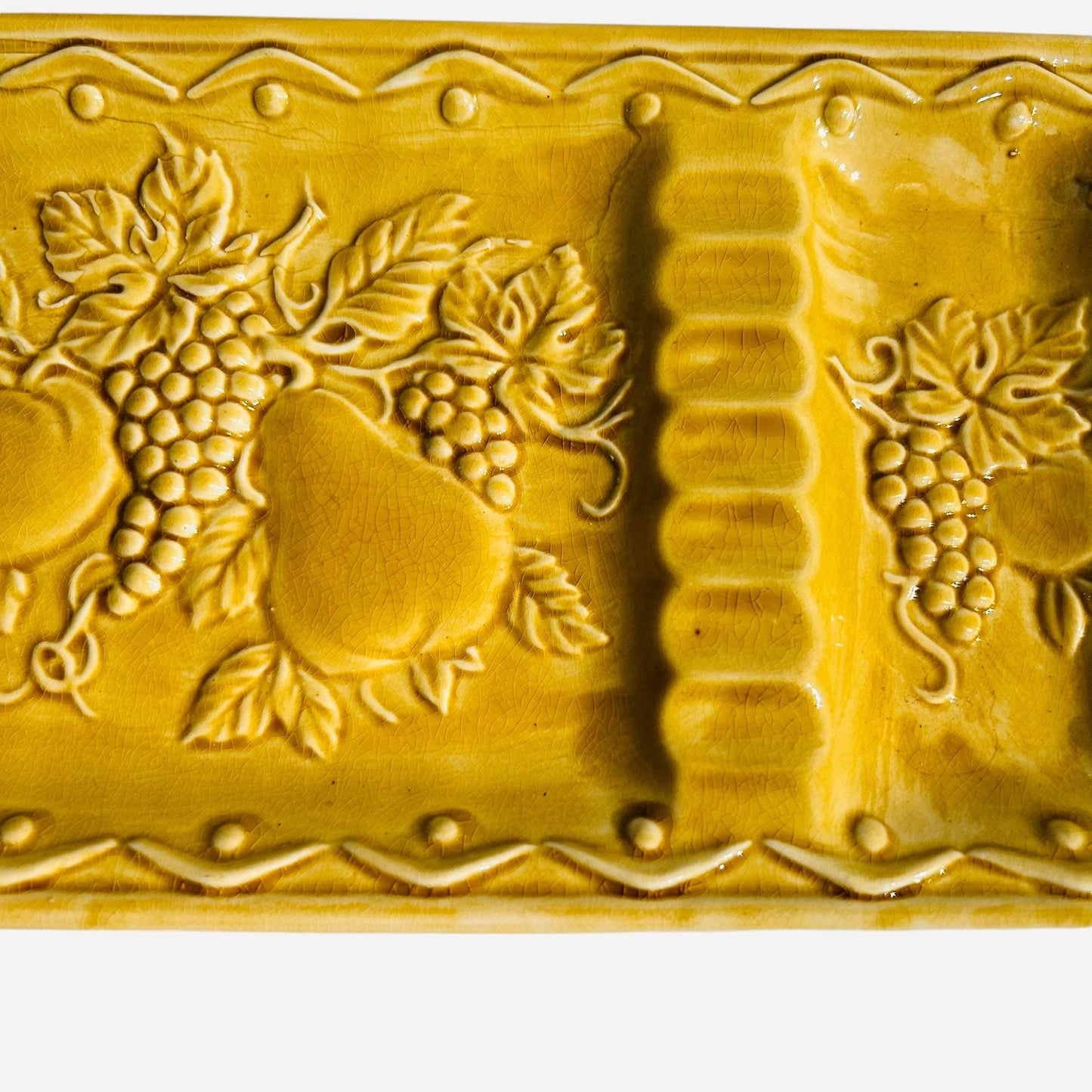 Vintage Ceramic Tray: Honey Golden Yellow MCM Fruit Design