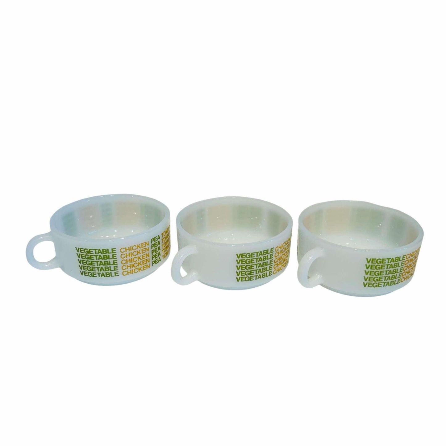 Vintage Soup Mugs - Glasbake J2711 Milkglass, Retro Soup Bowls.