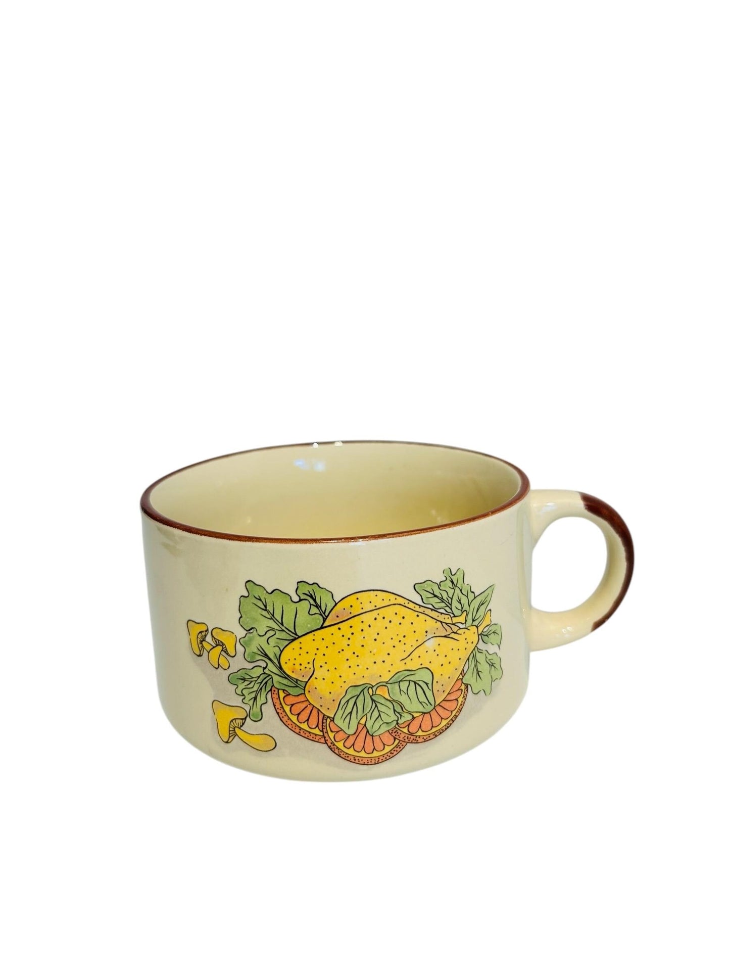 Vintage Esso Soup Mugs, 1970s Retro Vegetable Design