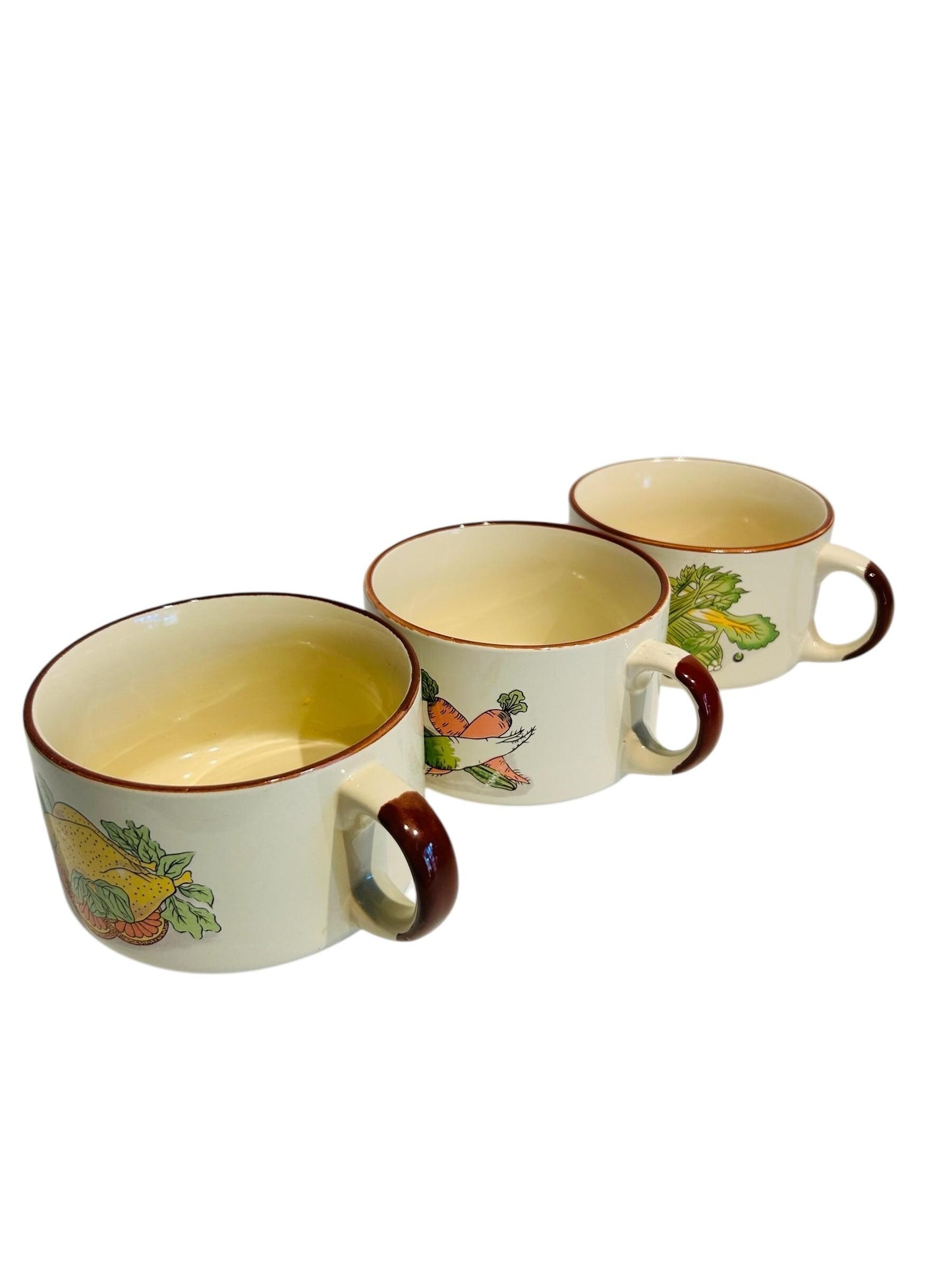 Vintage Esso Soup Mugs, 1970s Retro Vegetable Design