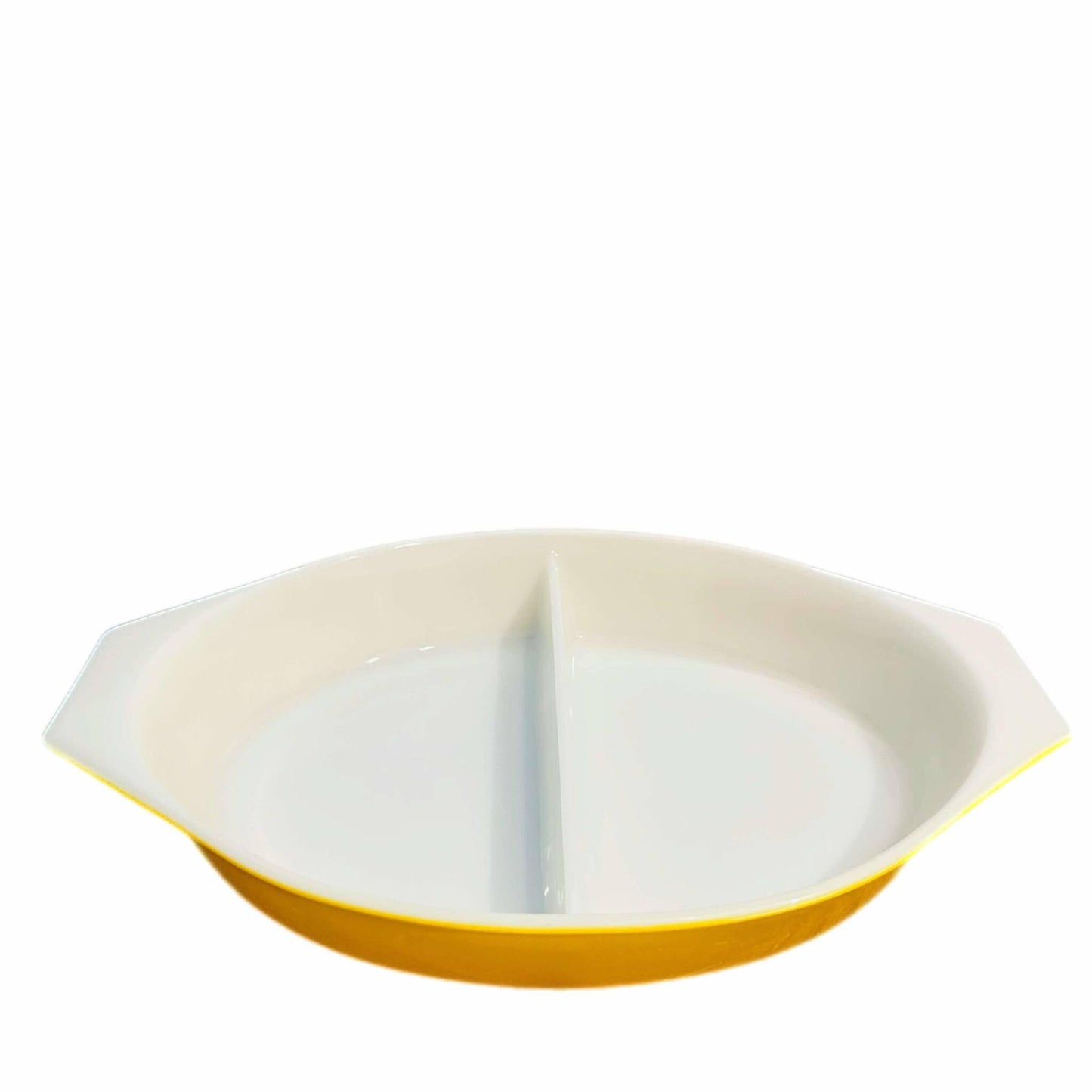 Vintage Pyrex Divided Casserole Dish: Retro Yellow, 1-Quart, 1960s Kitchenware