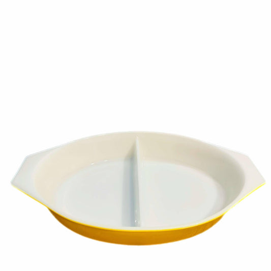 Vintage Pyrex Divided Casserole Dish: Retro Yellow, 1-Quart, 1960s Kitchenware