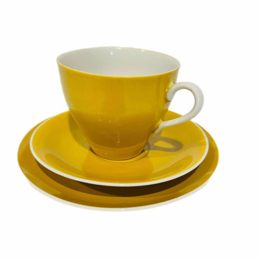 Vintage Yellow Ironstone Trio: Mid-Century Cup, Saucer, Plate - Made in Japan
