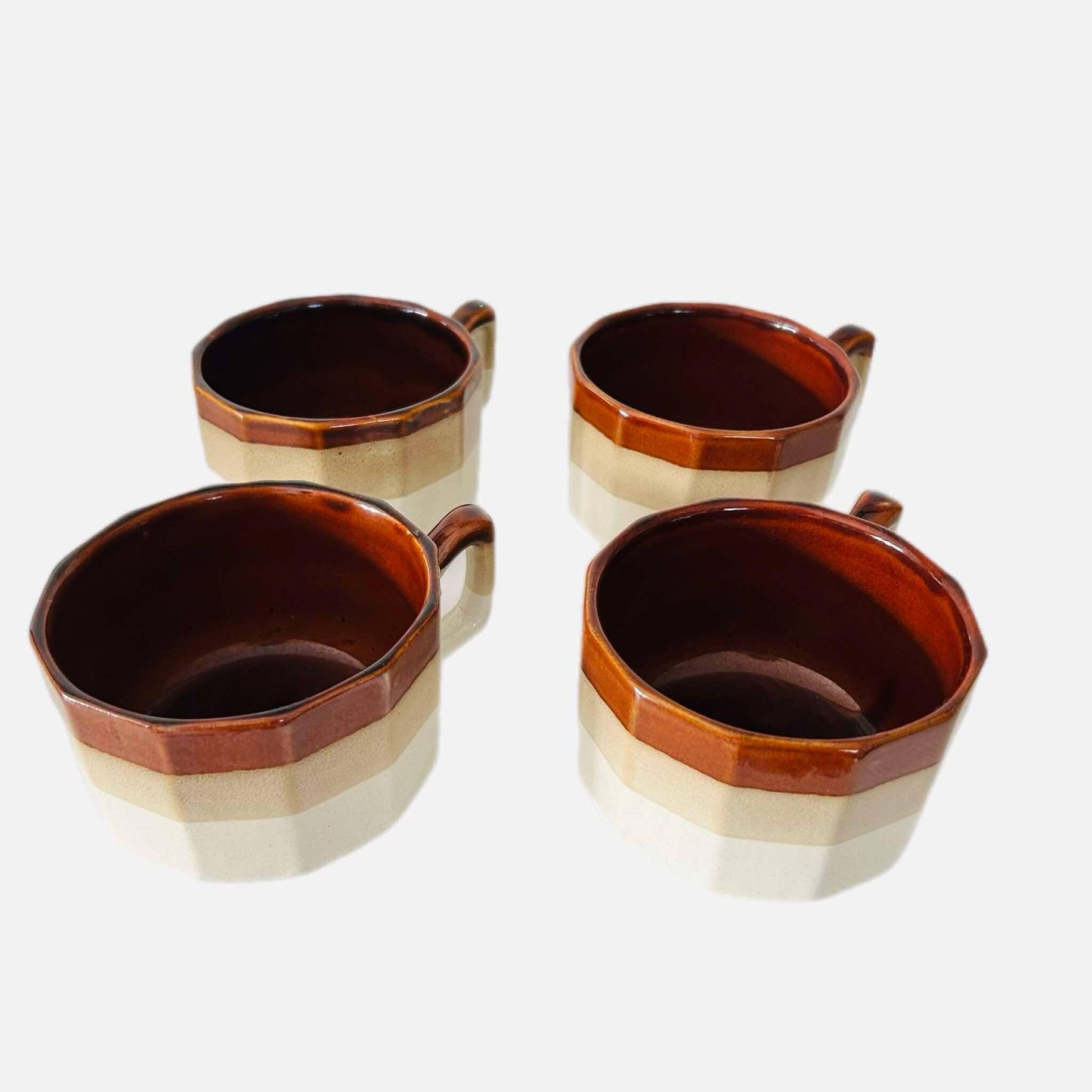 Vintage Soup Kitchen Ceramic Mug Set with Wooden Rack