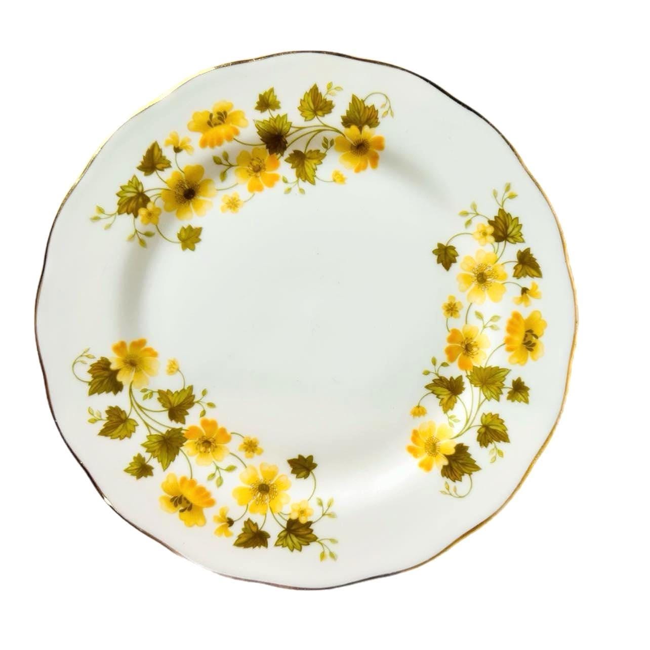Vintage Queen Anne Bone China Side Plates: Floral 1950s England, Set of 4