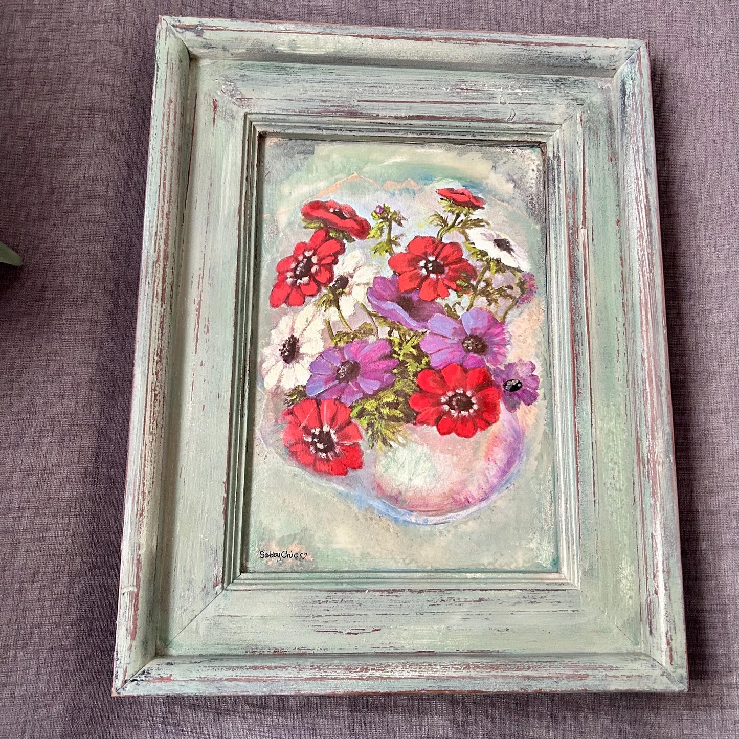 Decoupage Floral Mirror Art: Upcycled Vintage Frame, Acrylic Accents