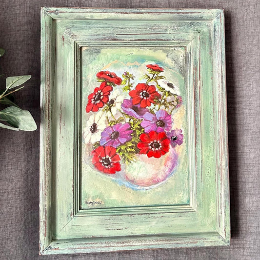 Decoupage Floral Mirror Art: Upcycled Vintage Frame, Acrylic Accents