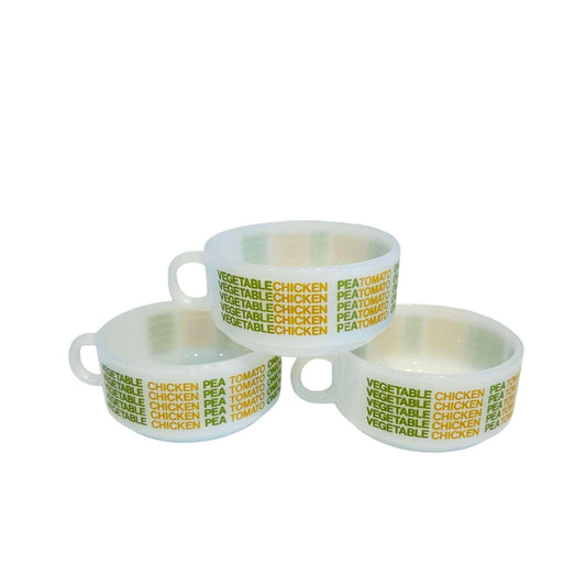 Vintage Soup Mugs - Glasbake J2711 Milkglass, Retro Soup Bowls.