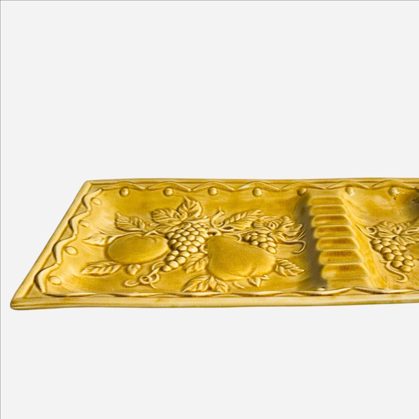 Vintage Ceramic Tray: Honey Golden Yellow MCM Fruit Design