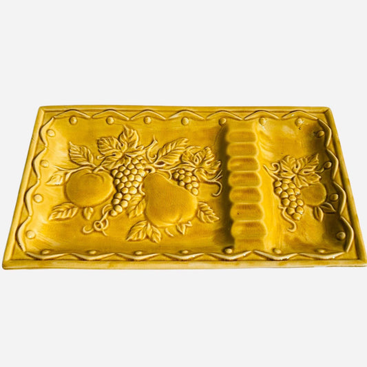 Vintage Ceramic Tray: Honey Golden Yellow MCM Fruit Design