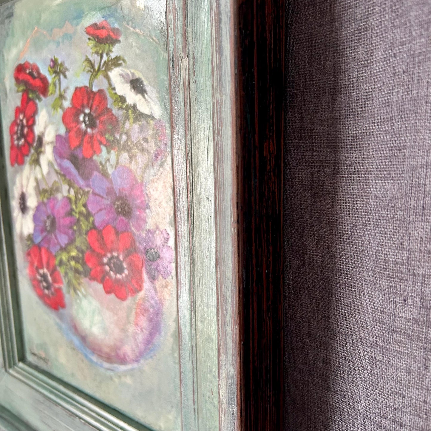 Decoupage Floral Mirror Art: Upcycled Vintage Frame, Acrylic Accents