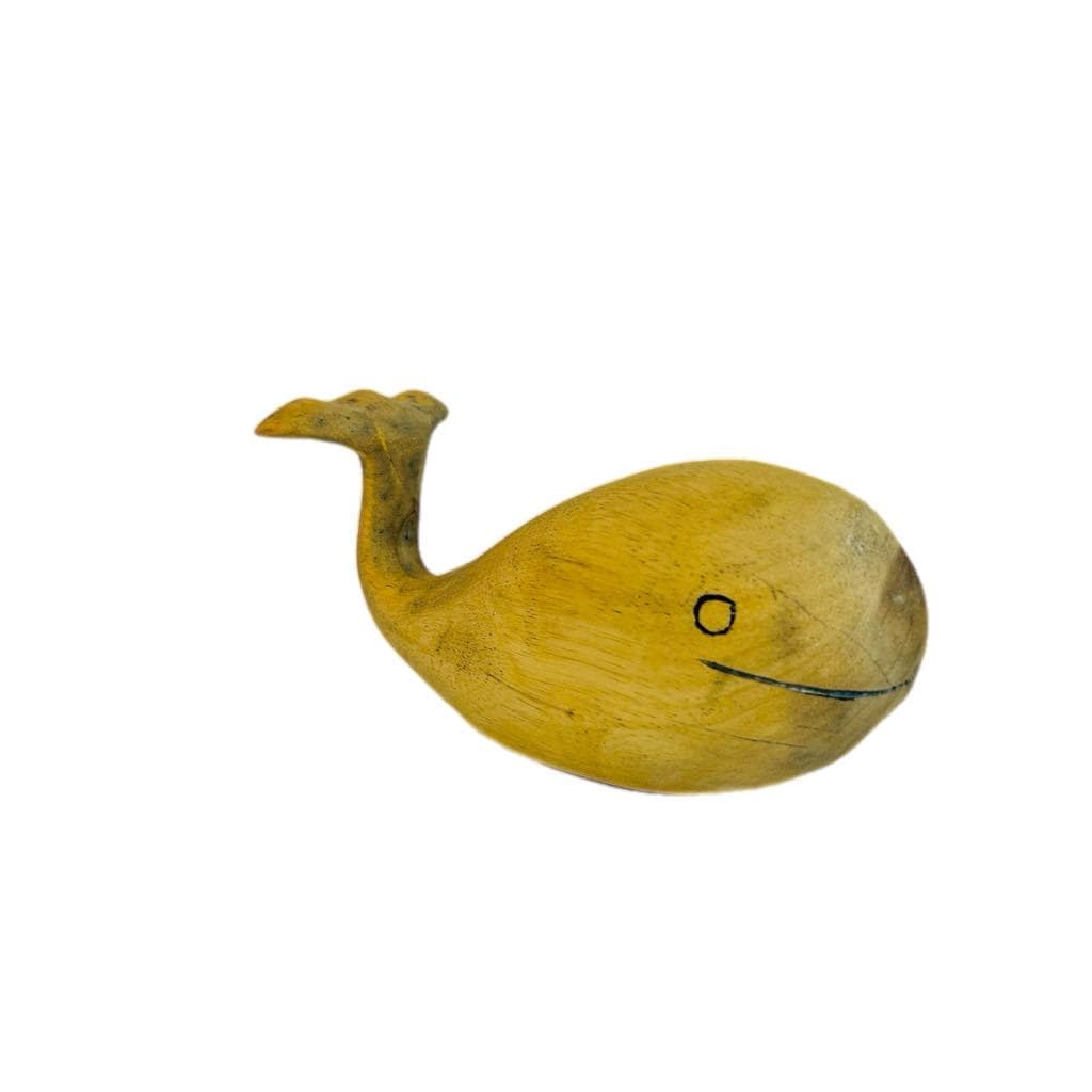 Wooden Whale Decor – Coastal-Style Timber Ornament, Sanded & Wax-Finished, Nautical Home Decor.