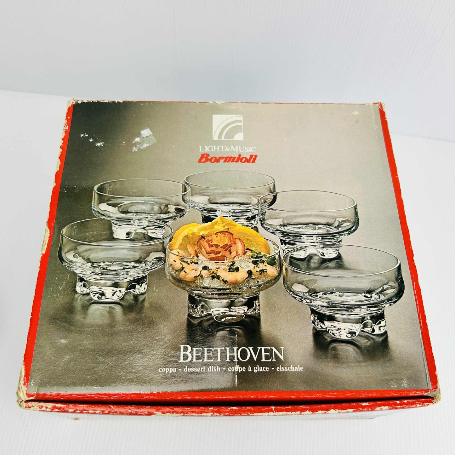 Vintage Bormioli Rocco Beethoven Crystal Dessert Bowls - Set of 6, Made in Italy