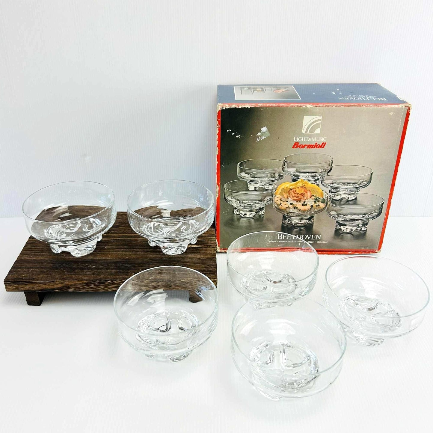 Vintage Bormioli Rocco Beethoven Crystal Dessert Bowls - Set of 6, Made in Italy