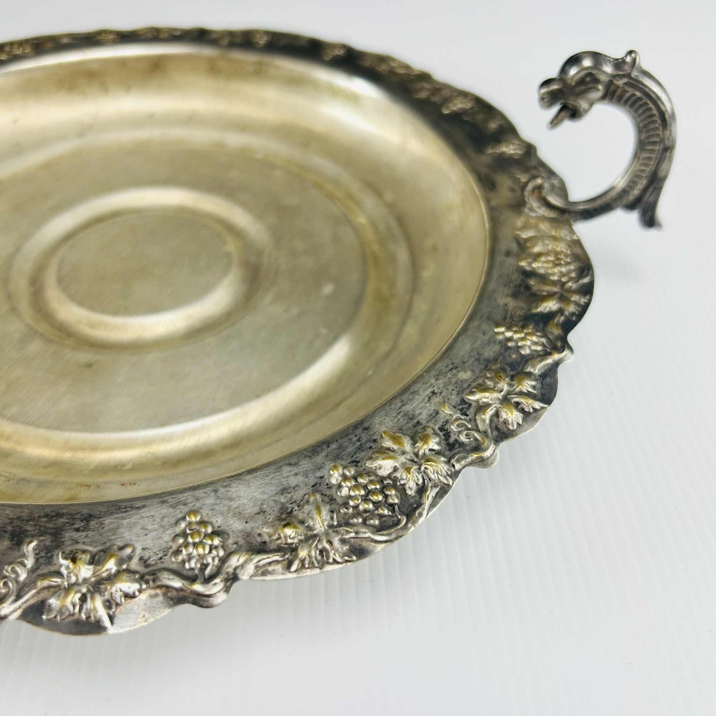 Vintage Renown Guildford Silver-Plated Bowl – Dragon Handle – Ornate AI Quality English Dish