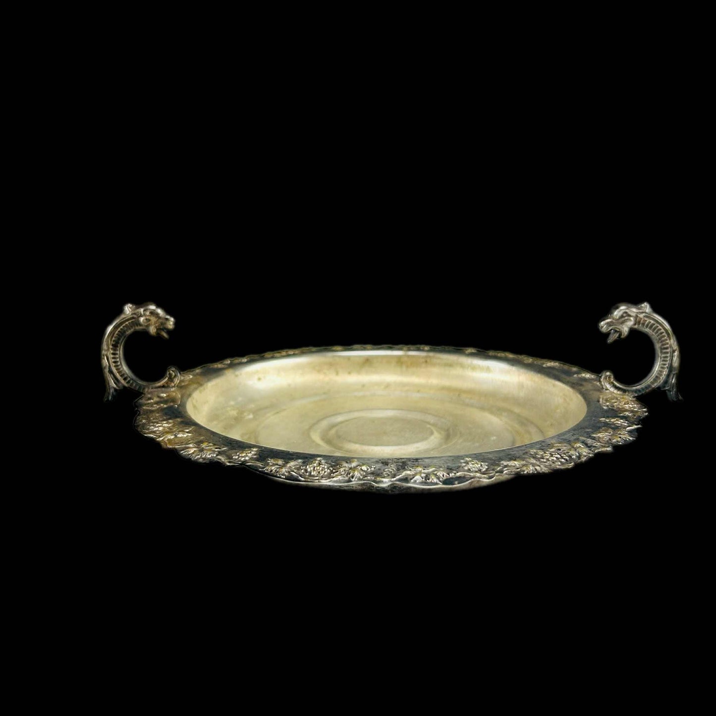 Vintage Renown Guildford Silver-Plated Bowl – Dragon Handle – Ornate AI Quality English Dish