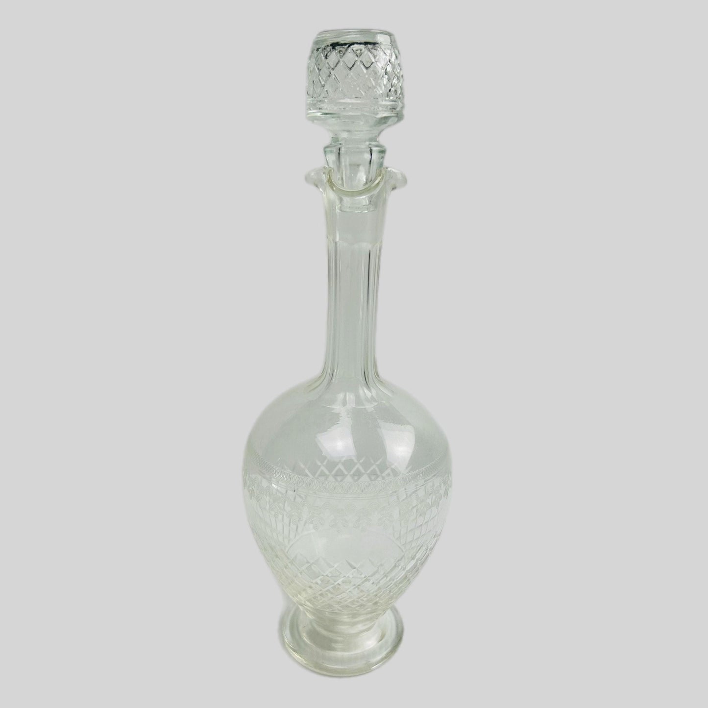 Vintage Cut Glass Decanter with Stopper – 23 cm Crystal Style Wine or Spirits Bottle