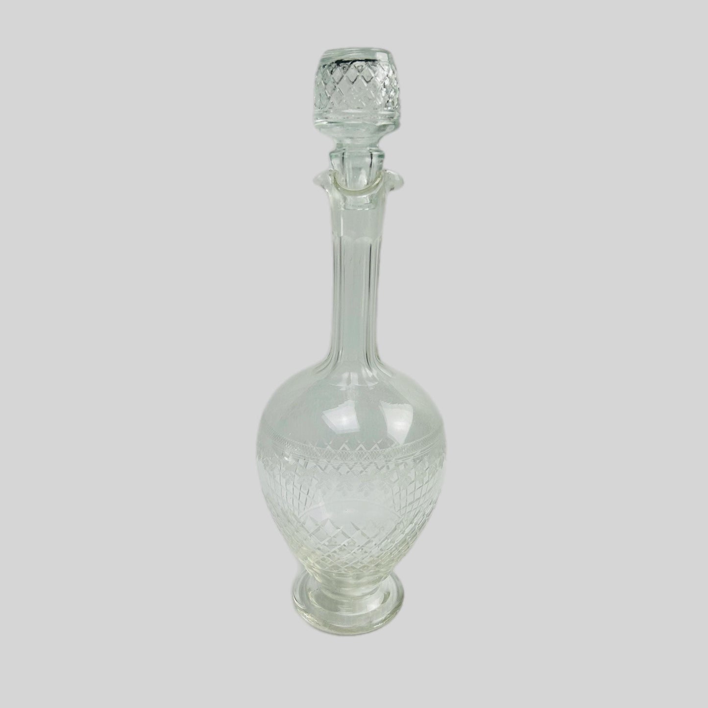 Vintage Cut Glass Decanter with Stopper – 23 cm Crystal Style Wine or Spirits Bottle