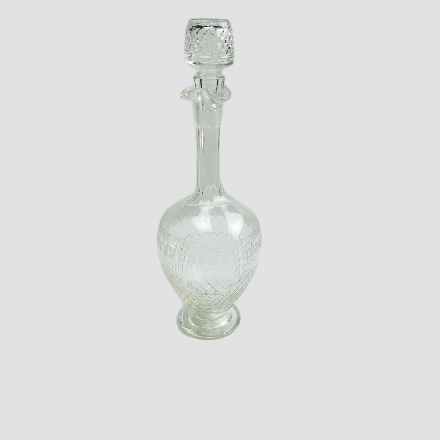 Vintage Cut Glass Decanter with Stopper – 23 cm Crystal Style Wine or Spirits Bottle