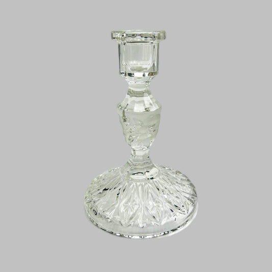 Crystal Taper Candle Holder, Vintage Handcut Elegant Floral Glass