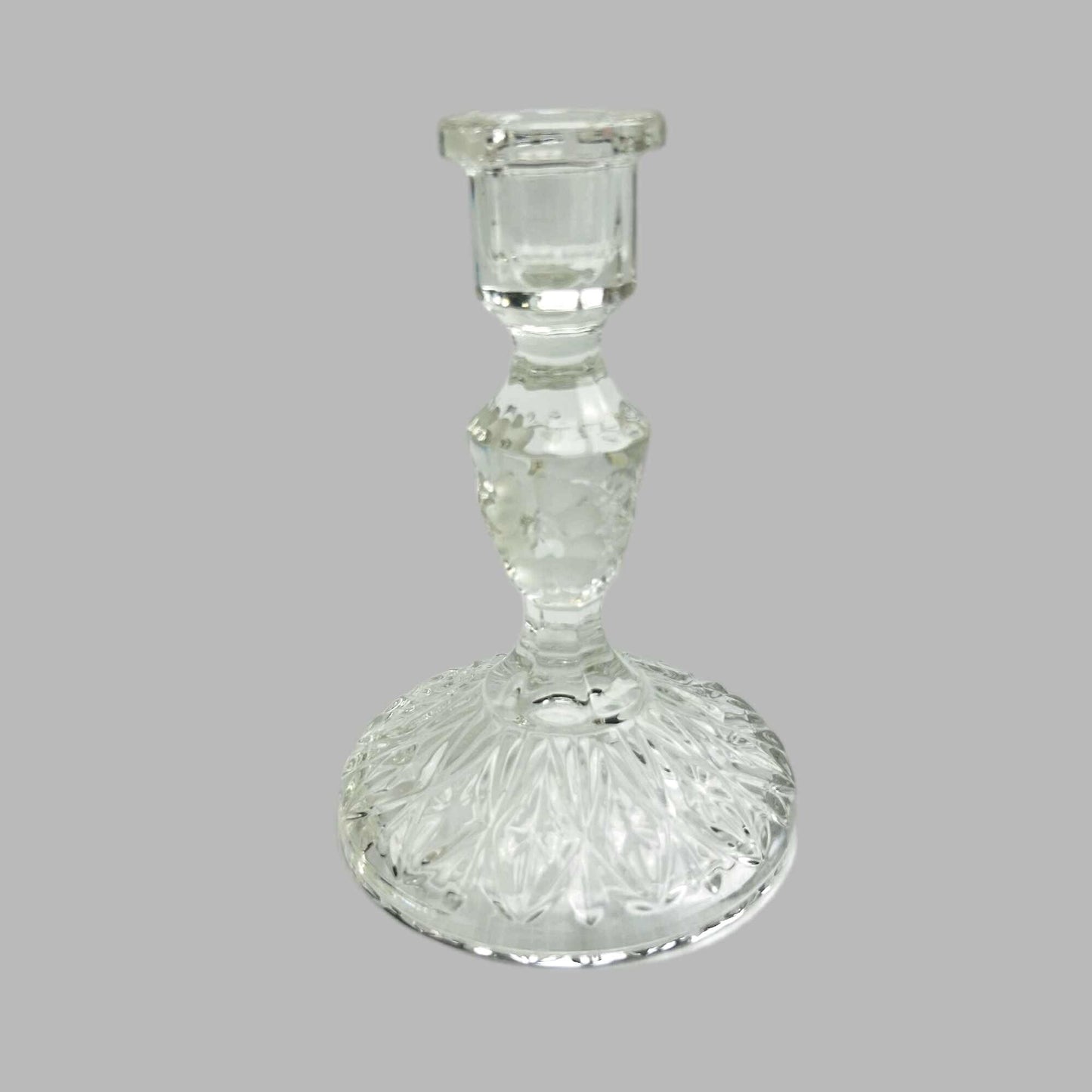 Crystal Taper Candle Holder, Vintage Handcut Elegant Floral Glass