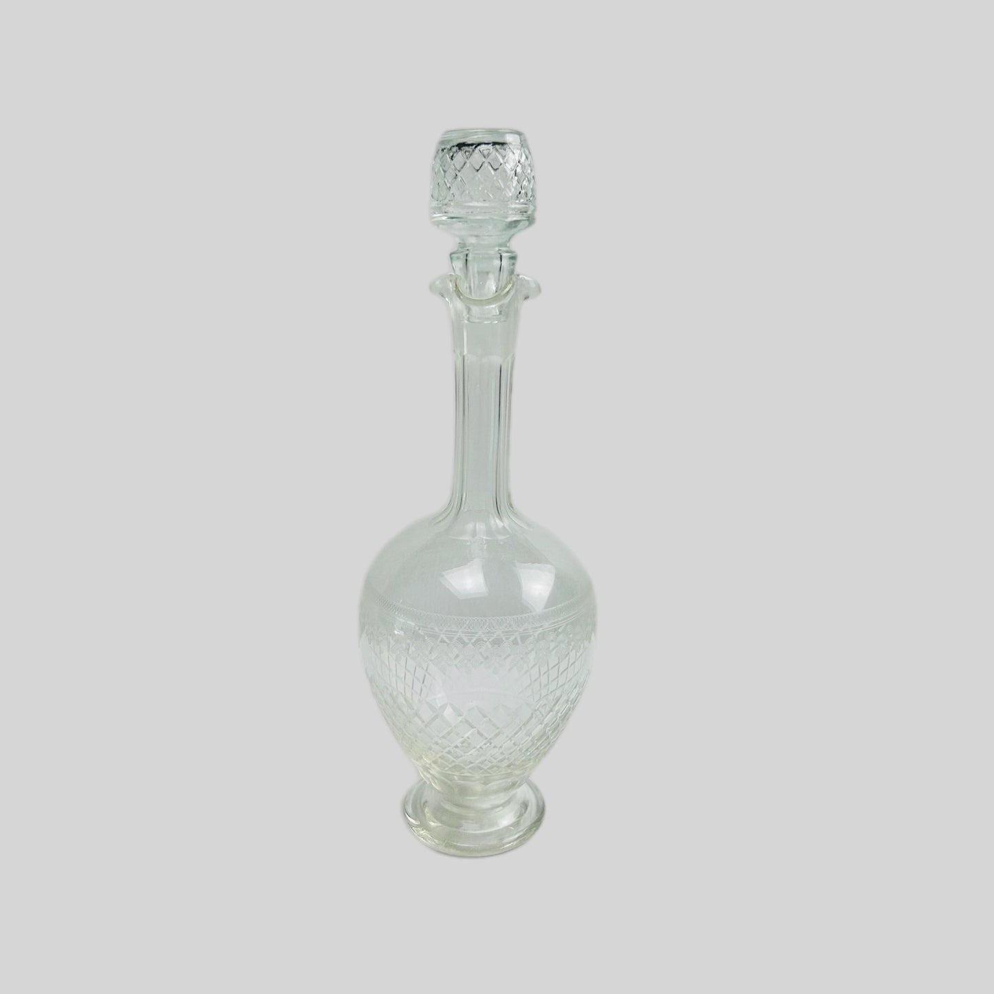 Vintage Cut Glass Decanter with Stopper – 23 cm Crystal Style Wine or Spirits Bottle