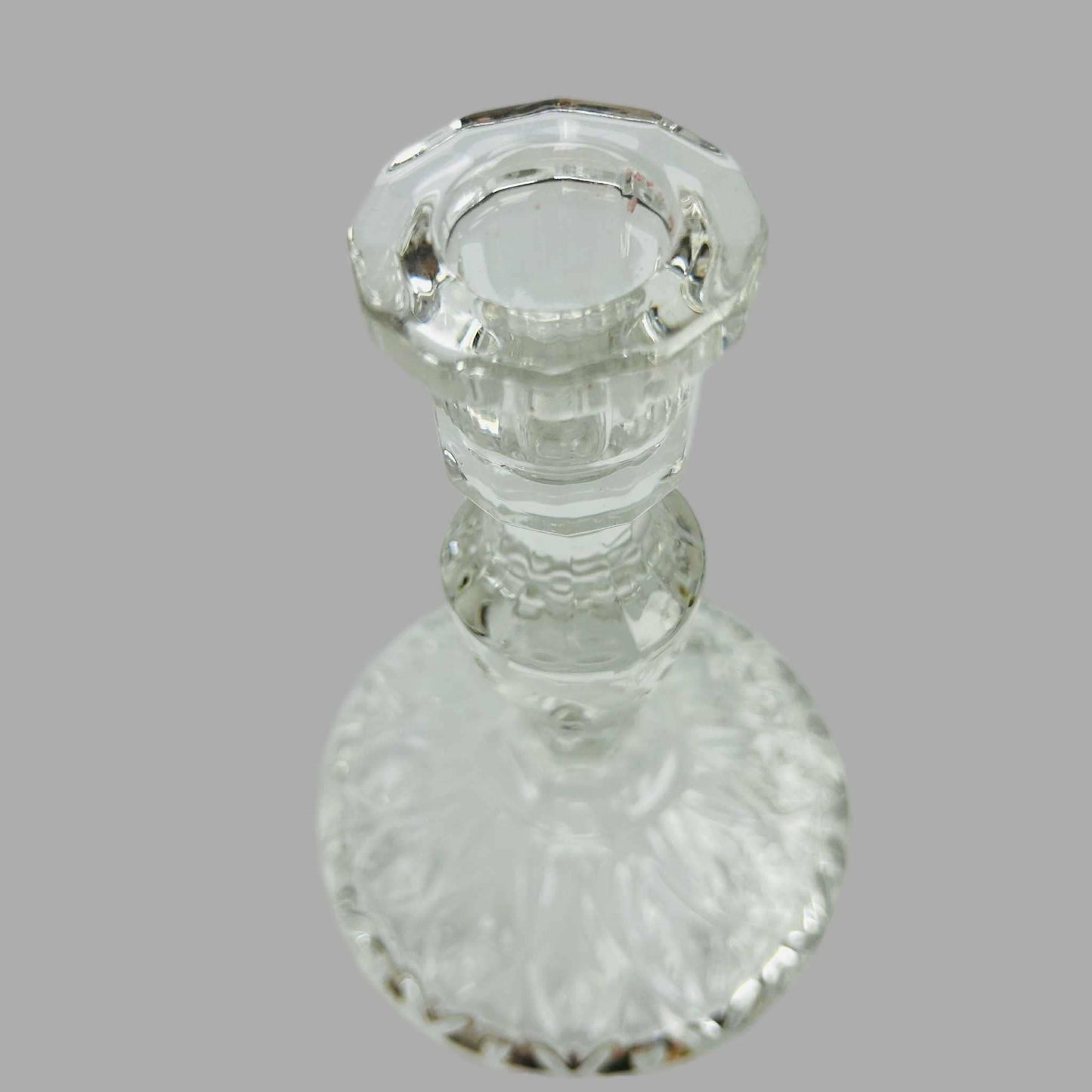 Crystal Taper Candle Holder, Vintage Handcut Elegant Floral Glass