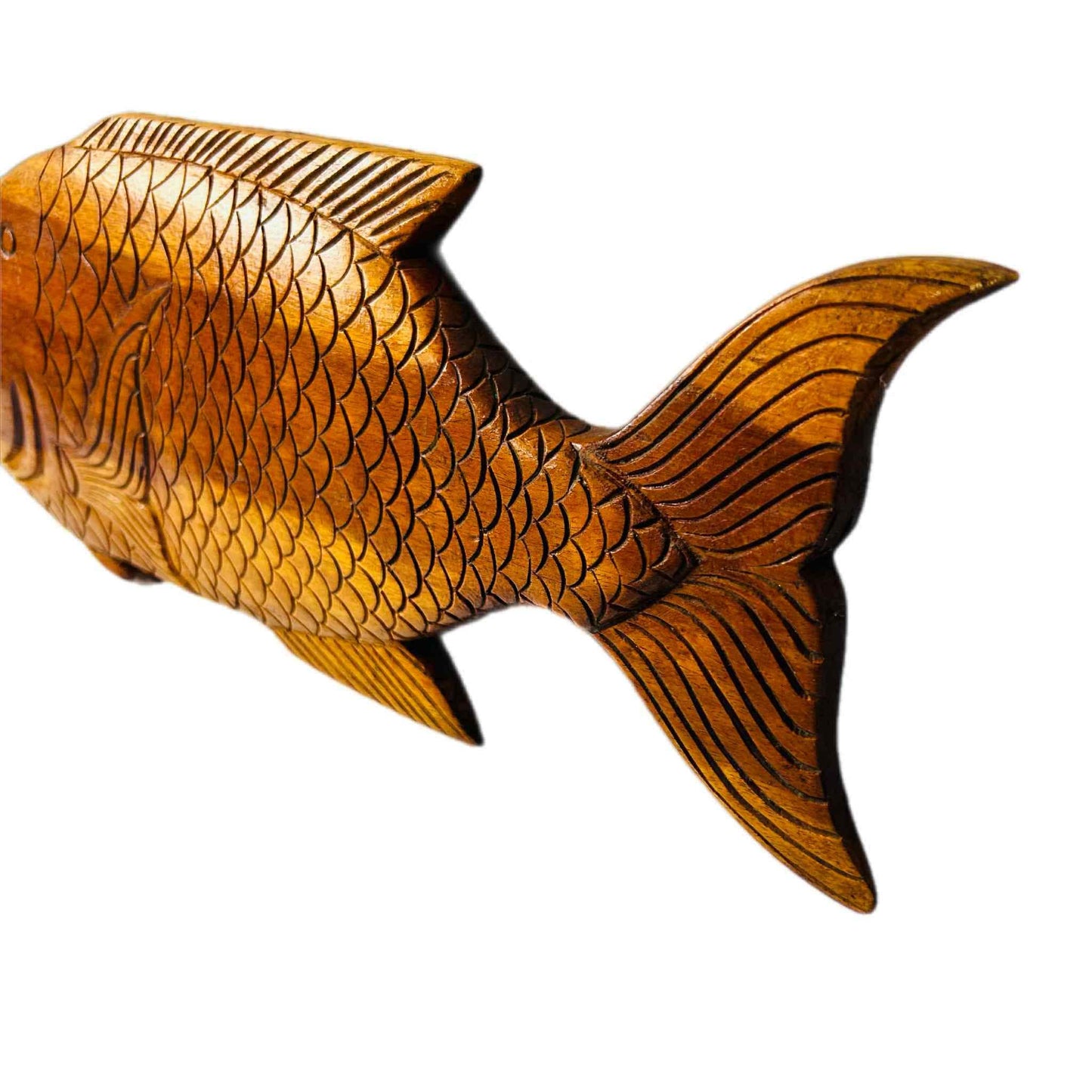 Hand Carved Wooden Fish: Coastal Rustic Wall Decor