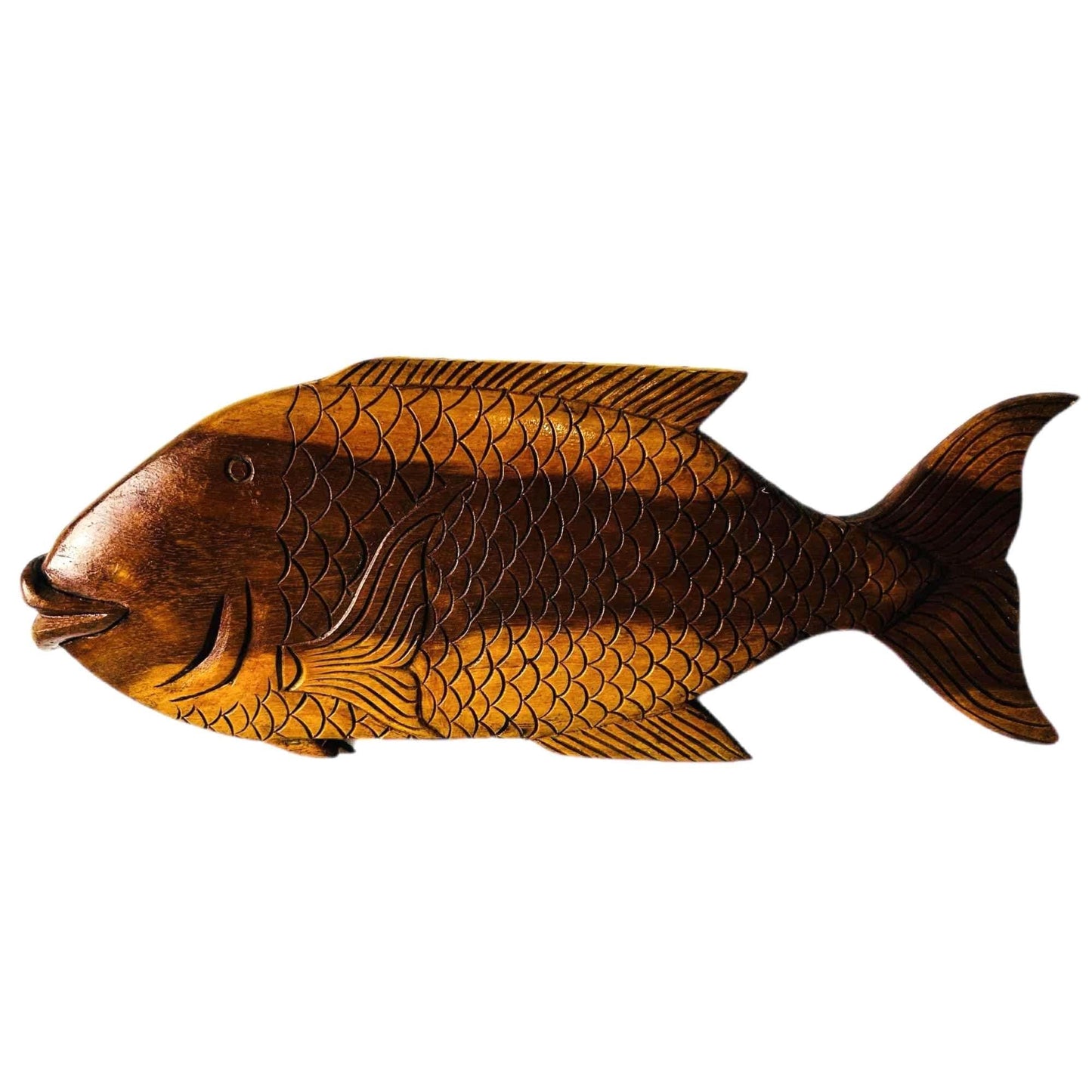 Hand Carved Wooden Fish: Coastal Rustic Wall Decor