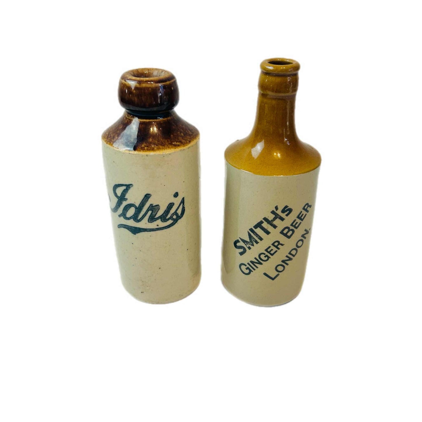 Antique Bourne Denby Stoneware Ginger Beer Bottles, English Collectible