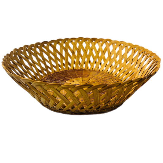 Vintage Woven Wicker Basket Bowl: Rustic Farmhouse Boho Decor
