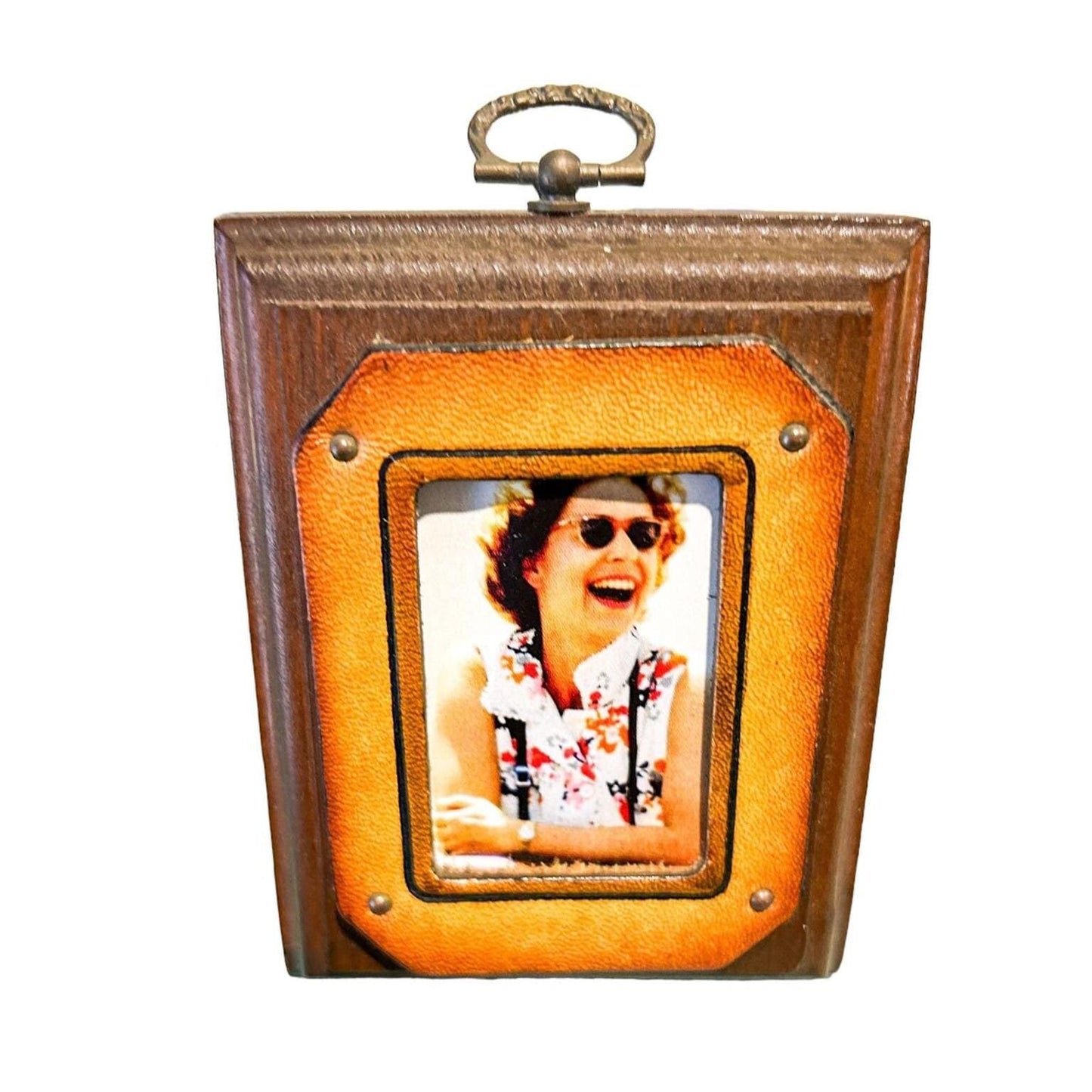 Handcrafted Wood & Leather Picture Frame, Rustic Wooden Photo Frame, Unique Home Decor.