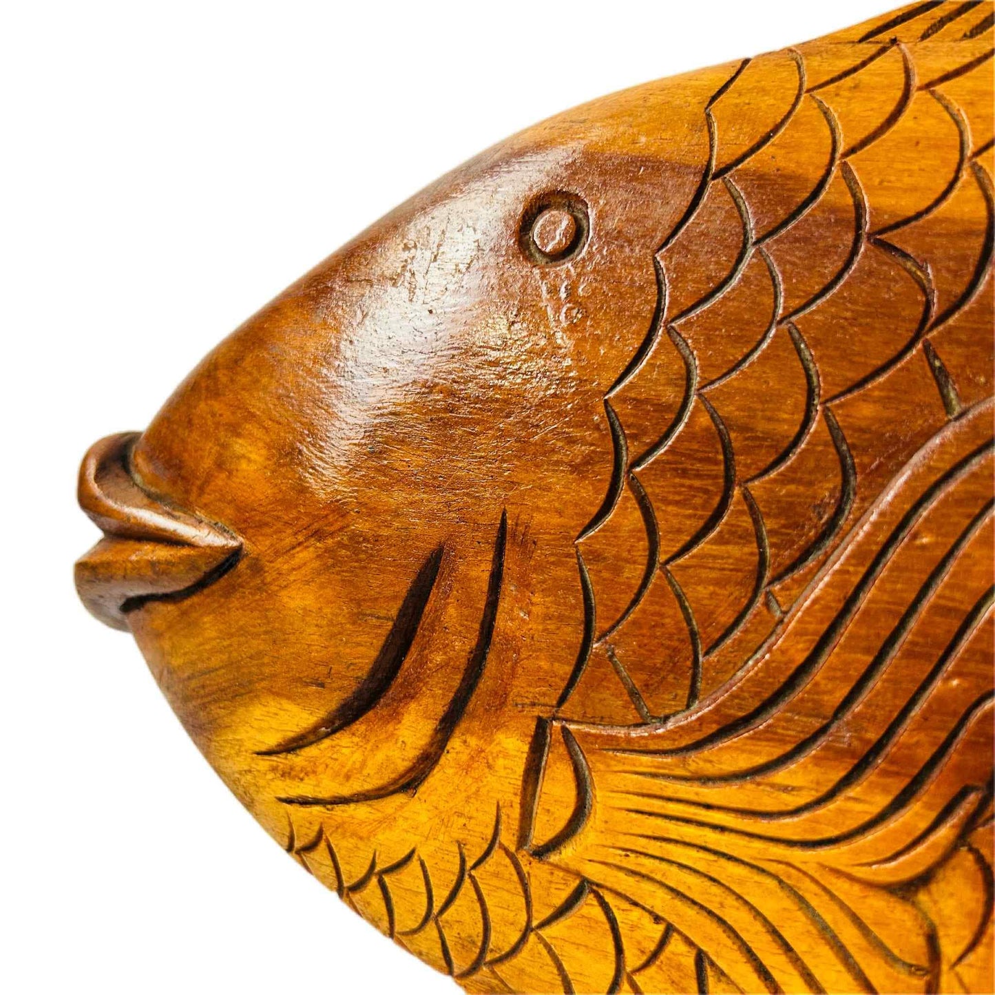 Hand Carved Wooden Fish: Coastal Rustic Wall Decor