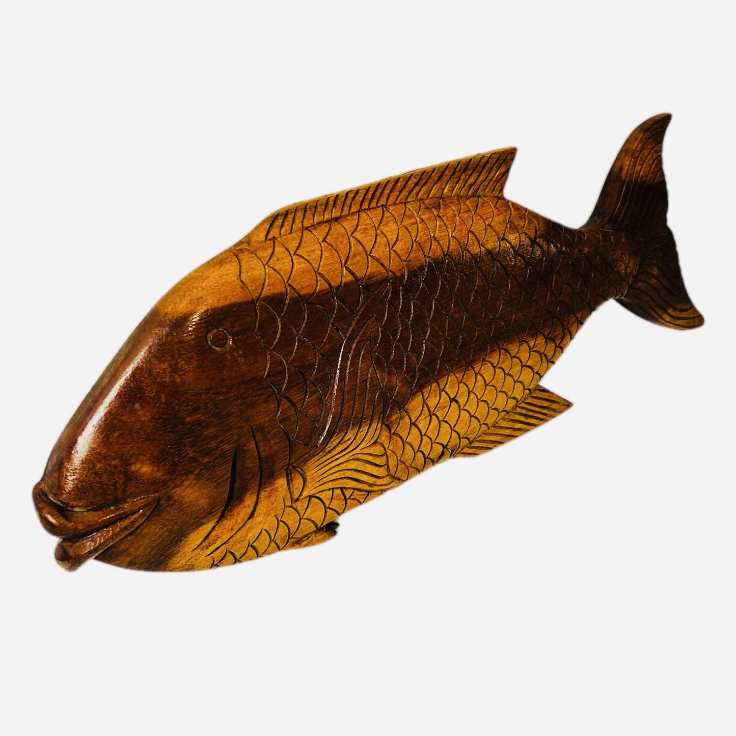 Hand Carved Wooden Fish: Coastal Rustic Wall Decor