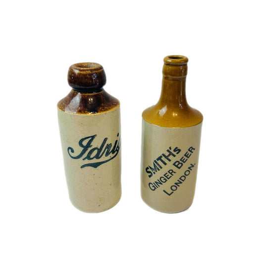 Antique Bourne Denby Stoneware Ginger Beer Bottles, English Collectible