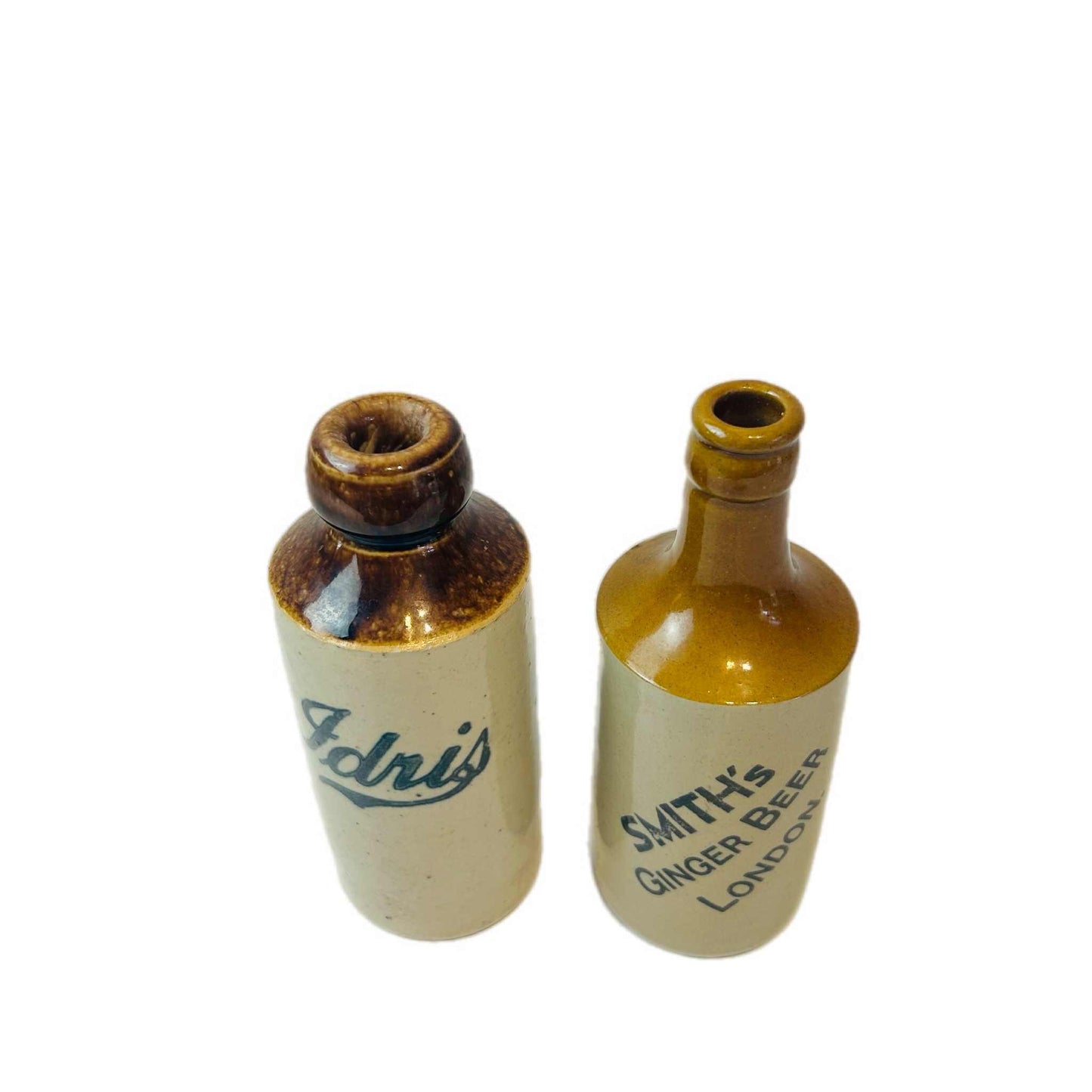 Antique Bourne Denby Stoneware Ginger Beer Bottles, English Collectible