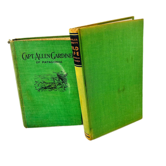 Vintage Green Styling Books, Wildlife and Adventure, Coffee Table Decor